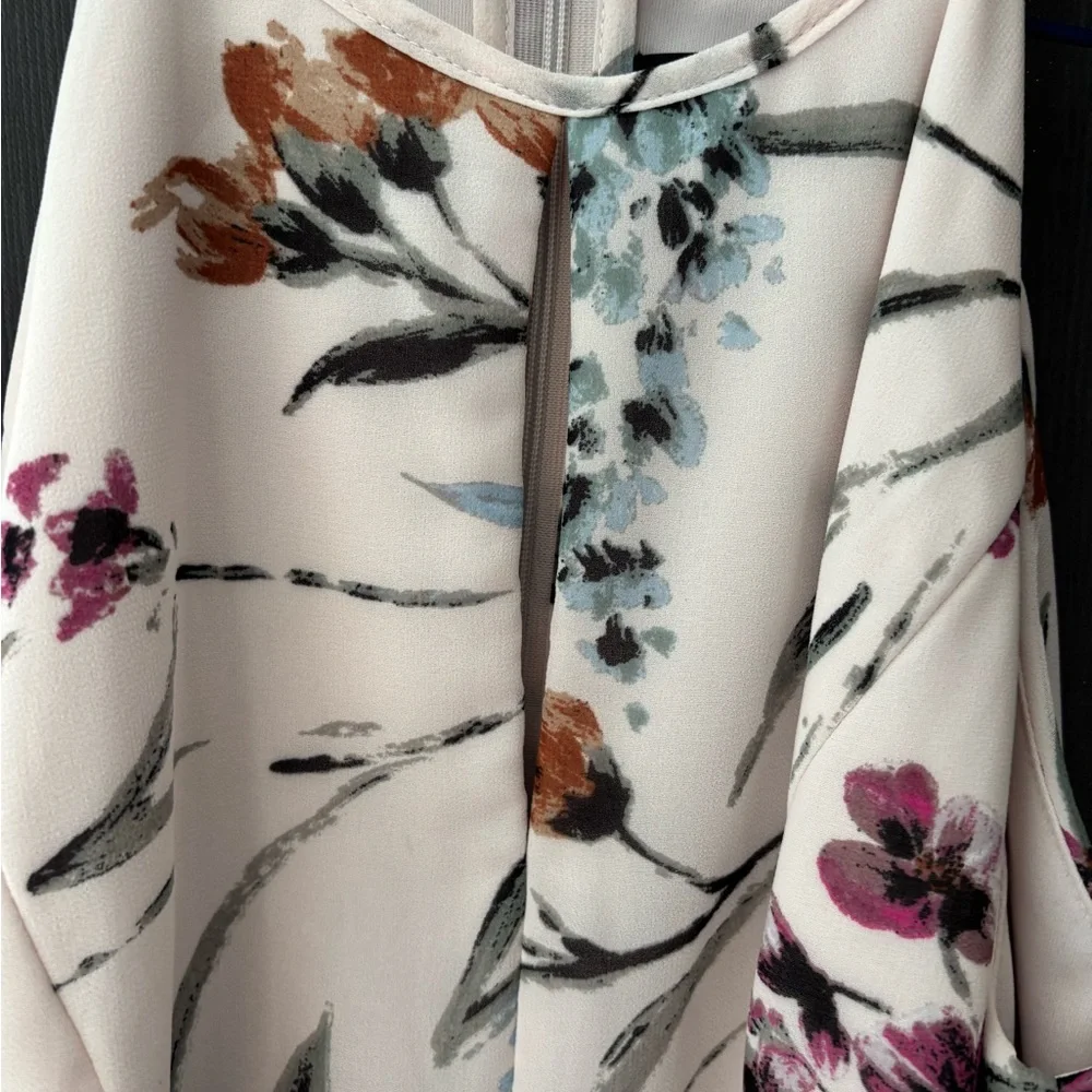 le chateau Cream Floral High-Low Skirt with Pink & Green Accents - Picture 5 of 5